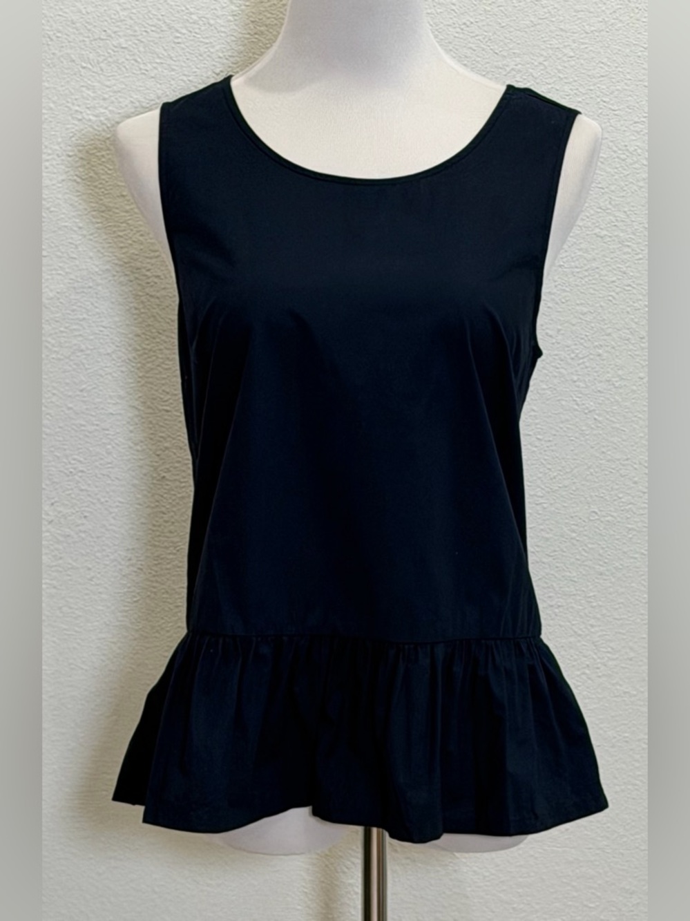 J. Crew Factory Bow-Back Peplum Tank Top Small Navy Blue Sleeveless Cotton